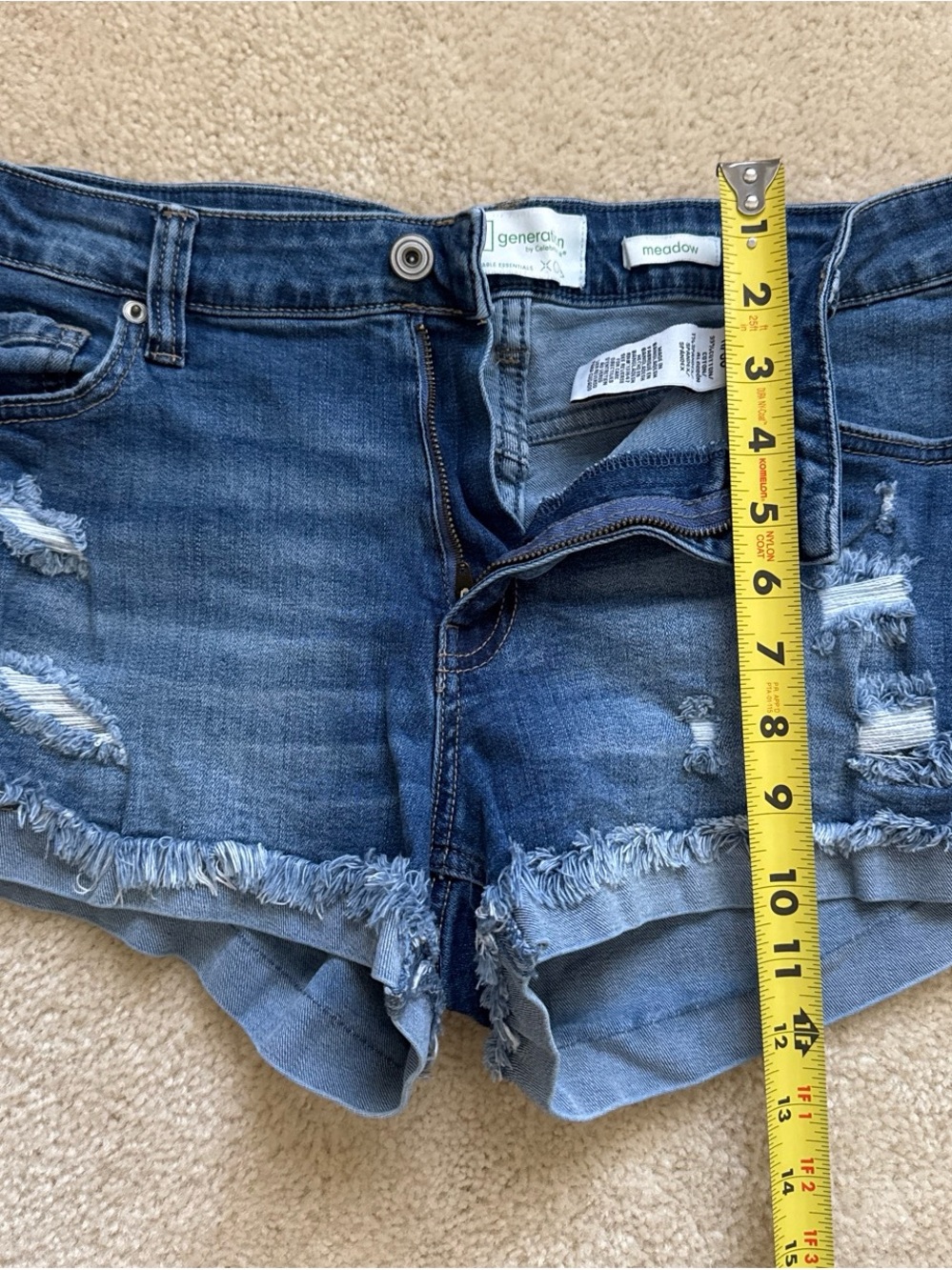Celebrity Pink Frayed Hem Distressed Jean Shorts in Blue 11/30